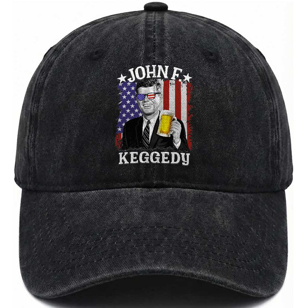 John F Kennedy Washed Cotton Baseball Cap 4th of July America Flag Beer TS14 Washed Cap Universal Fit Black Print Your Wear