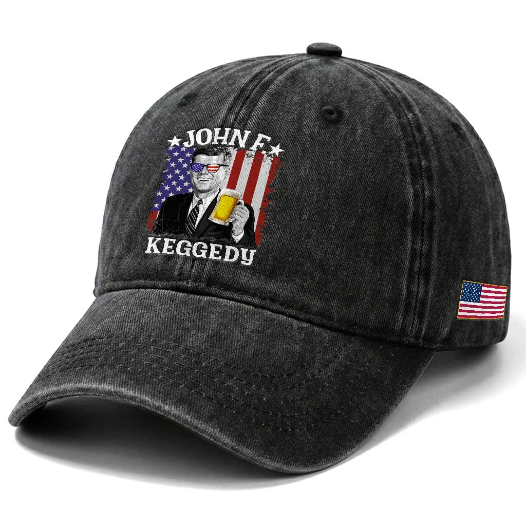 John F Kennedy Washed Cotton Baseball Cap 4th of July America Flag Beer TS14 Print Your Wear