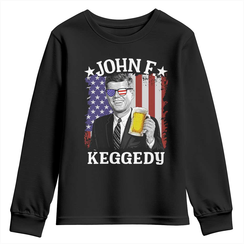 John F Kennedy Youth Sweatshirt 4th of July America Flag Beer TS14 Black Print Your Wear