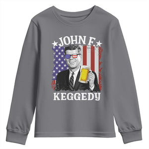 John F Kennedy Youth Sweatshirt 4th of July America Flag Beer TS14 Charcoal Print Your Wear