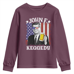 John F Kennedy Youth Sweatshirt 4th of July America Flag Beer TS14 Maroon Print Your Wear