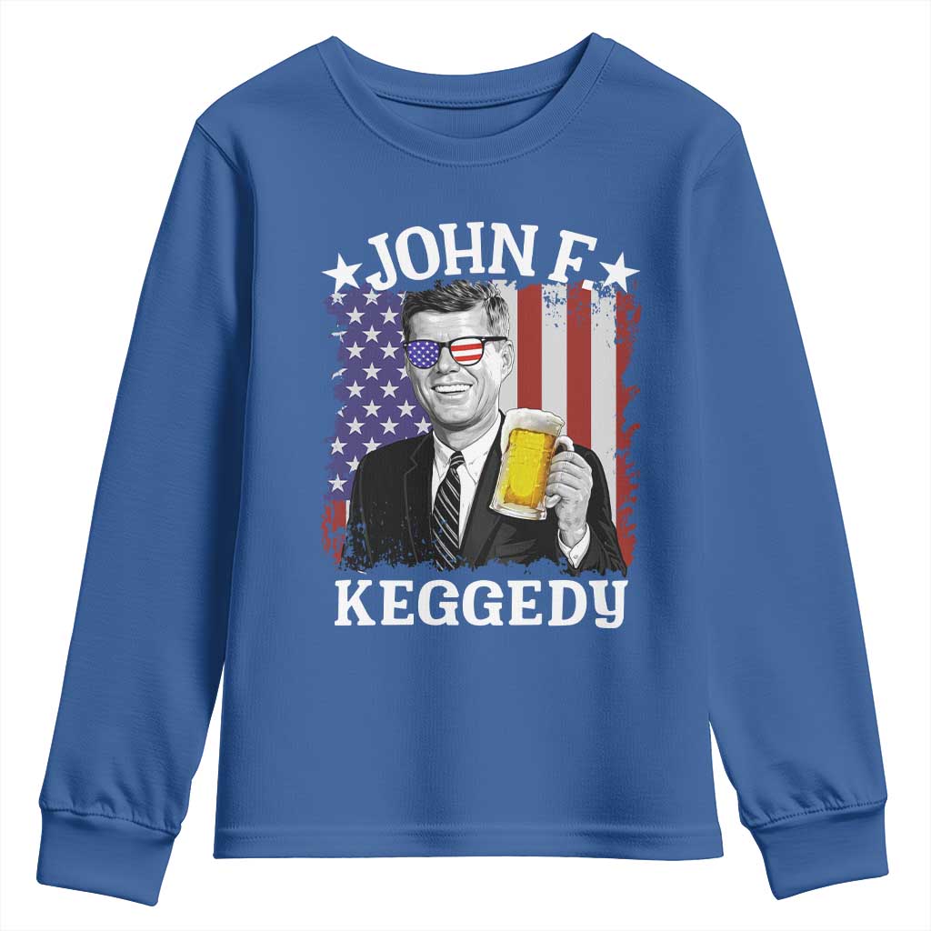 John F Kennedy Youth Sweatshirt 4th of July America Flag Beer TS14 Royal Blue Print Your Wear