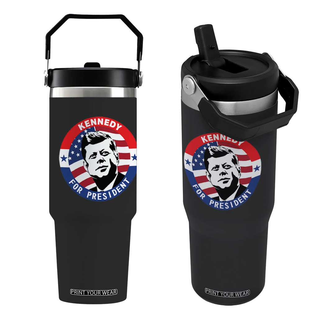 John F Kennedy US President American History Flip Straw Tumbler TS14 One Size: 30 oz Black Print Your Wear
