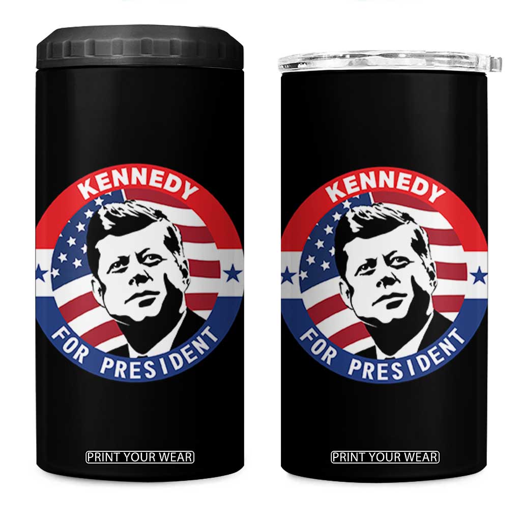 John F Kennedy US President American History 4 in 1 Can Cooler Tumbler TS14 One Size: 16 oz Black Print Your Wear