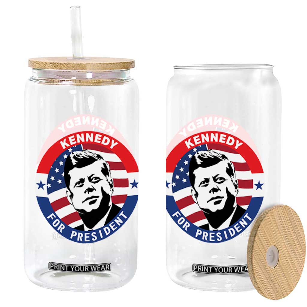 John F Kennedy US President American History Glass Can TS14 Print Your Wear
