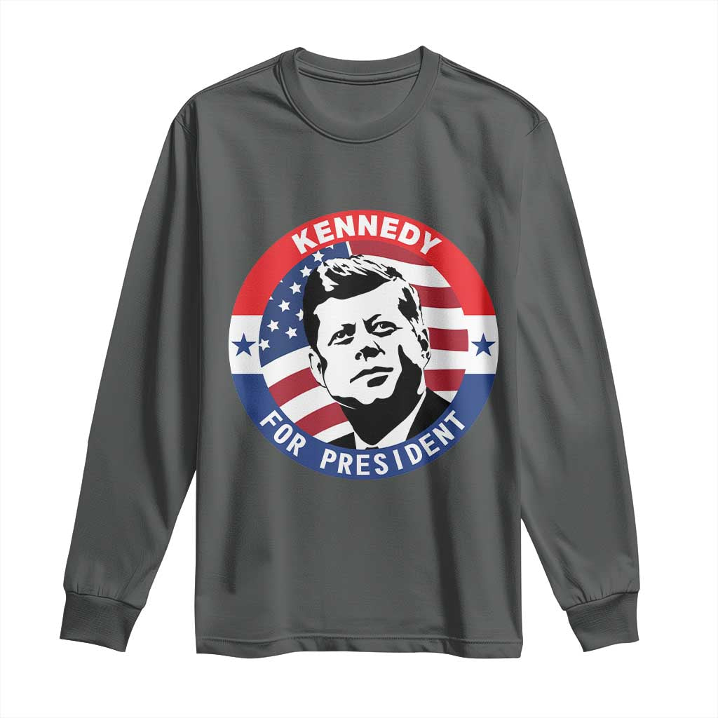 John F Kennedy US President American History Long Sleeve Shirt TS14 Dark Heather Print Your Wear