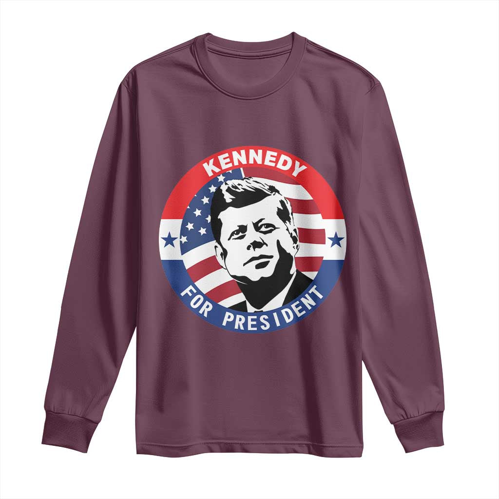 John F Kennedy US President American History Long Sleeve Shirt TS14 Maroon Print Your Wear