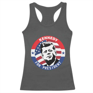 John F Kennedy US President American History Racerback Tank Top TS14 Dark Heather Print Your Wear