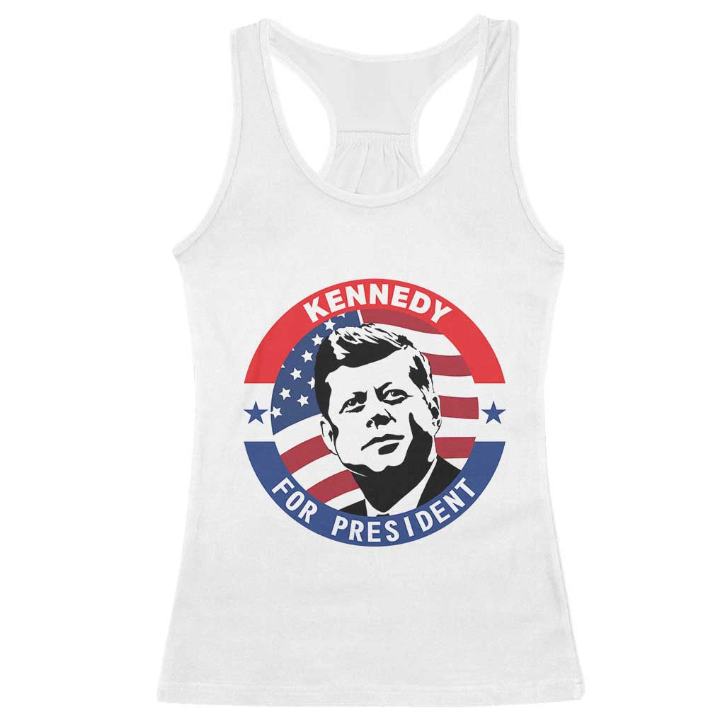 John F Kennedy US President American History Racerback Tank Top TS14 White Print Your Wear