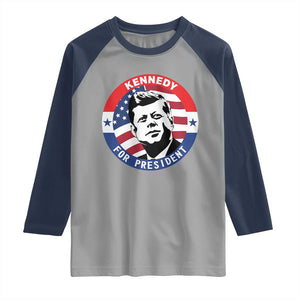 John F Kennedy US President American History Raglan Shirt TS14 Sport Gray Navy Print Your Wear