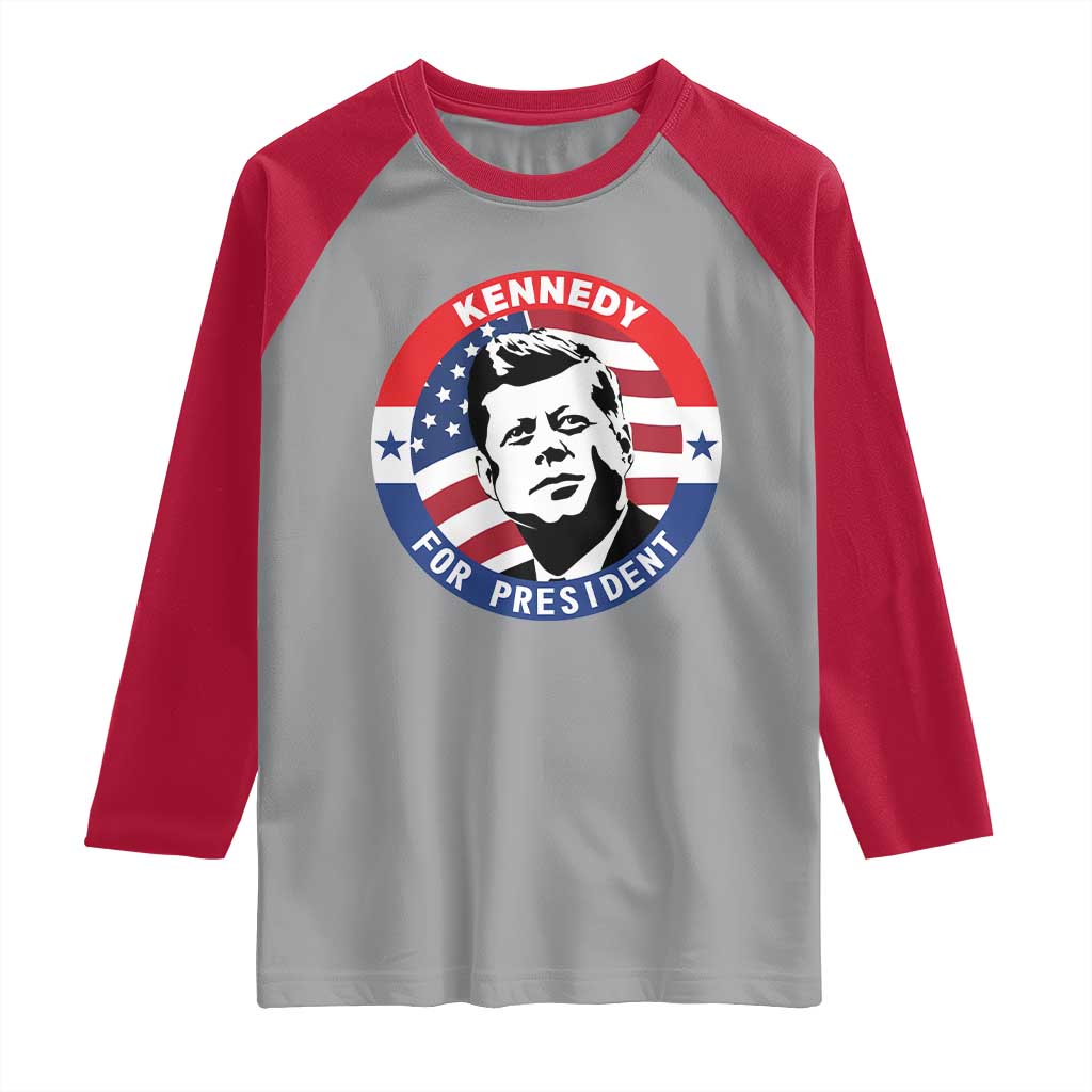 John F Kennedy US President American History Raglan Shirt TS14 Sport Gray Red Print Your Wear
