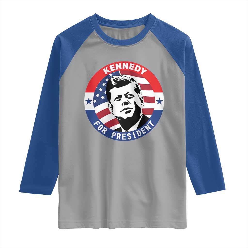 John F Kennedy US President American History Raglan Shirt TS14 Sport Gray Royal Print Your Wear