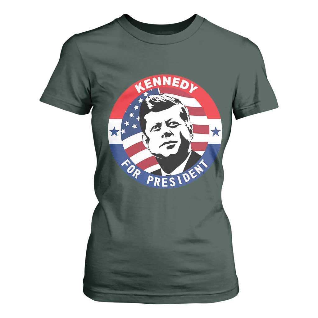 John F Kennedy US President American History T Shirt For Women TS14 Dark Forest Green Print Your Wear