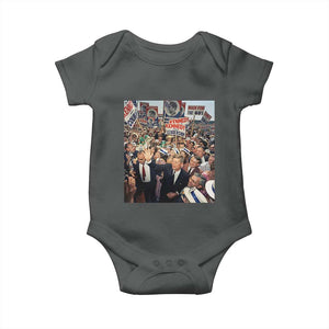 John F Kennedy American President History Baby Onesie TS14 Dark Heather Print Your Wear