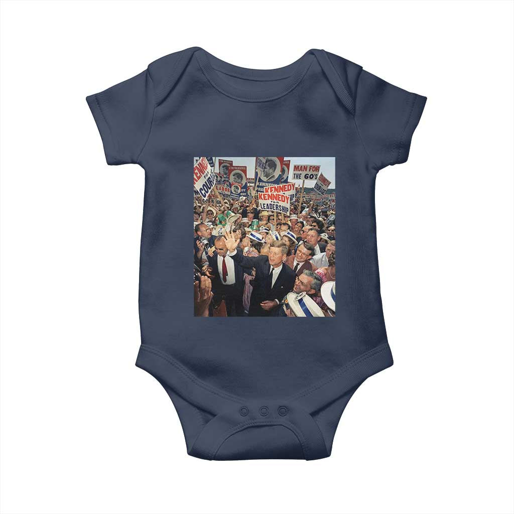 John F Kennedy American President History Baby Onesie TS14 Navy Print Your Wear