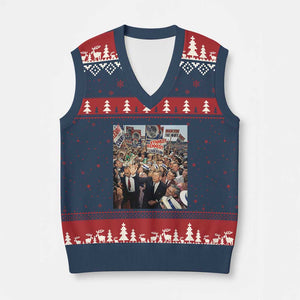 John F Kennedy American President History V-Neck Knit Sweater Vest TS14 Navy Red Print Your Wear