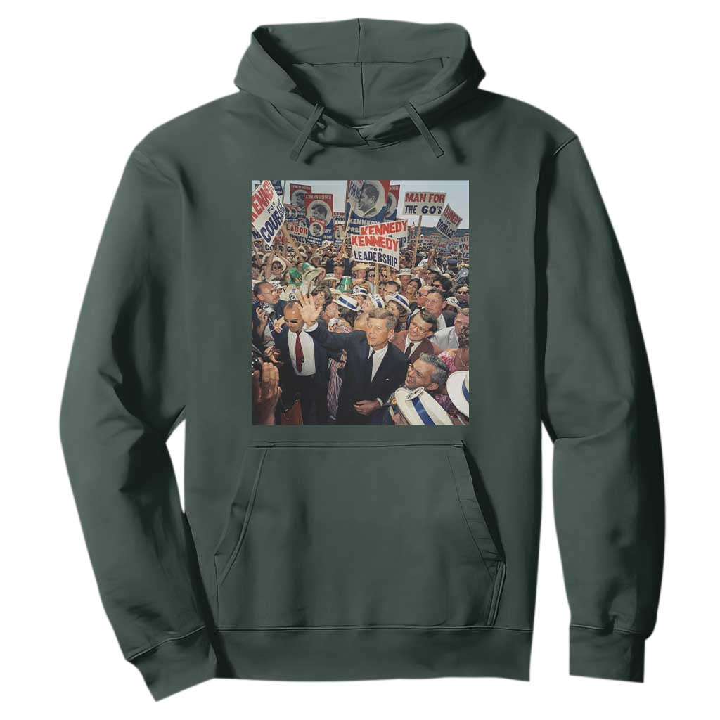 John F Kennedy American President History Hoodie TS14 Dark Forest Green Print Your Wear