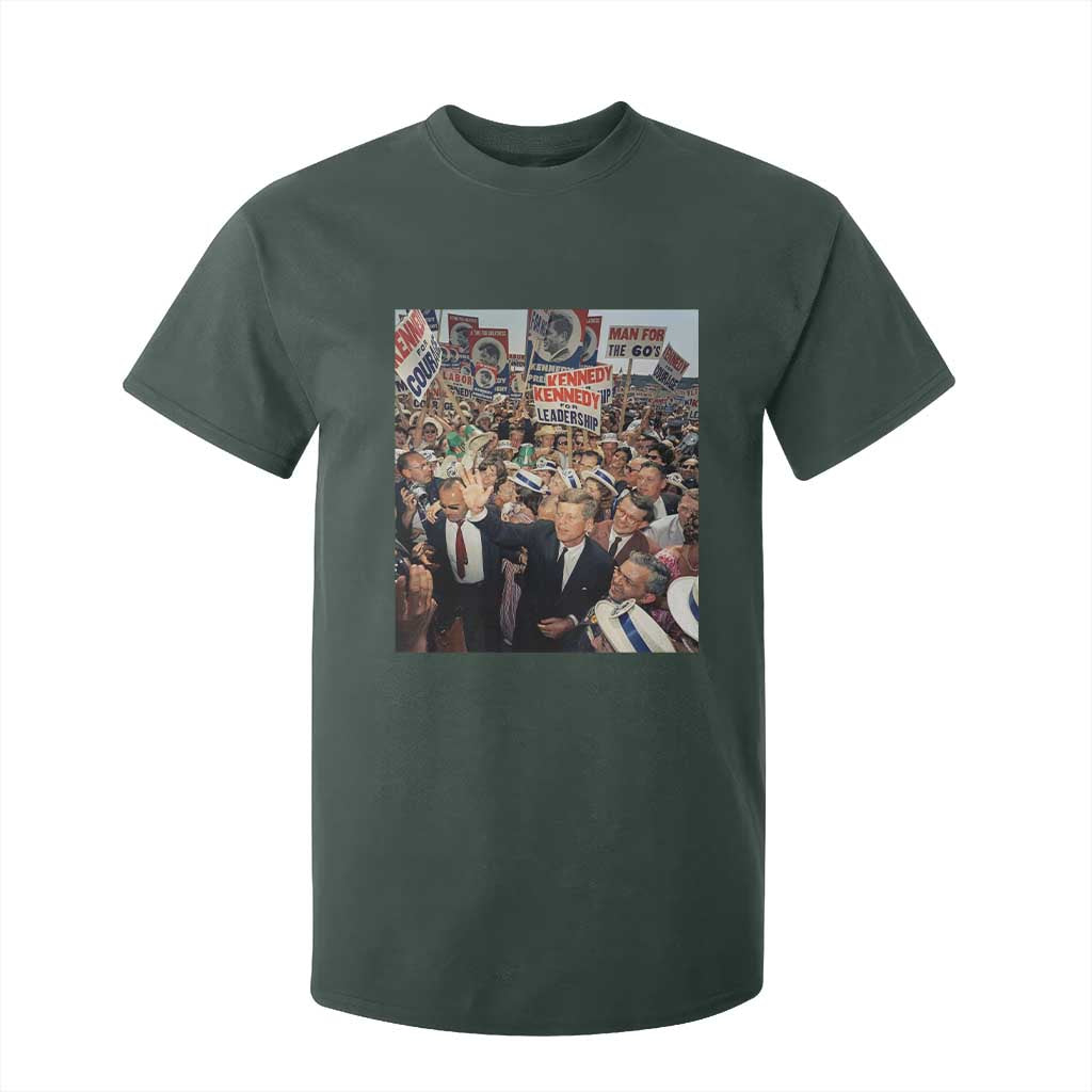 John F Kennedy American President History T Shirt For Kid TS14 Dark Forest Green Print Your Wear