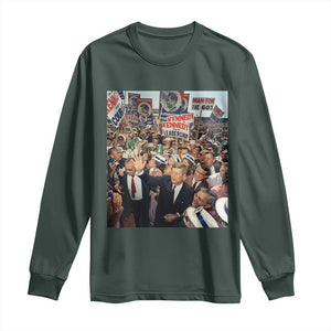 John F Kennedy American President History Long Sleeve Shirt TS14 Dark Forest Green Print Your Wear