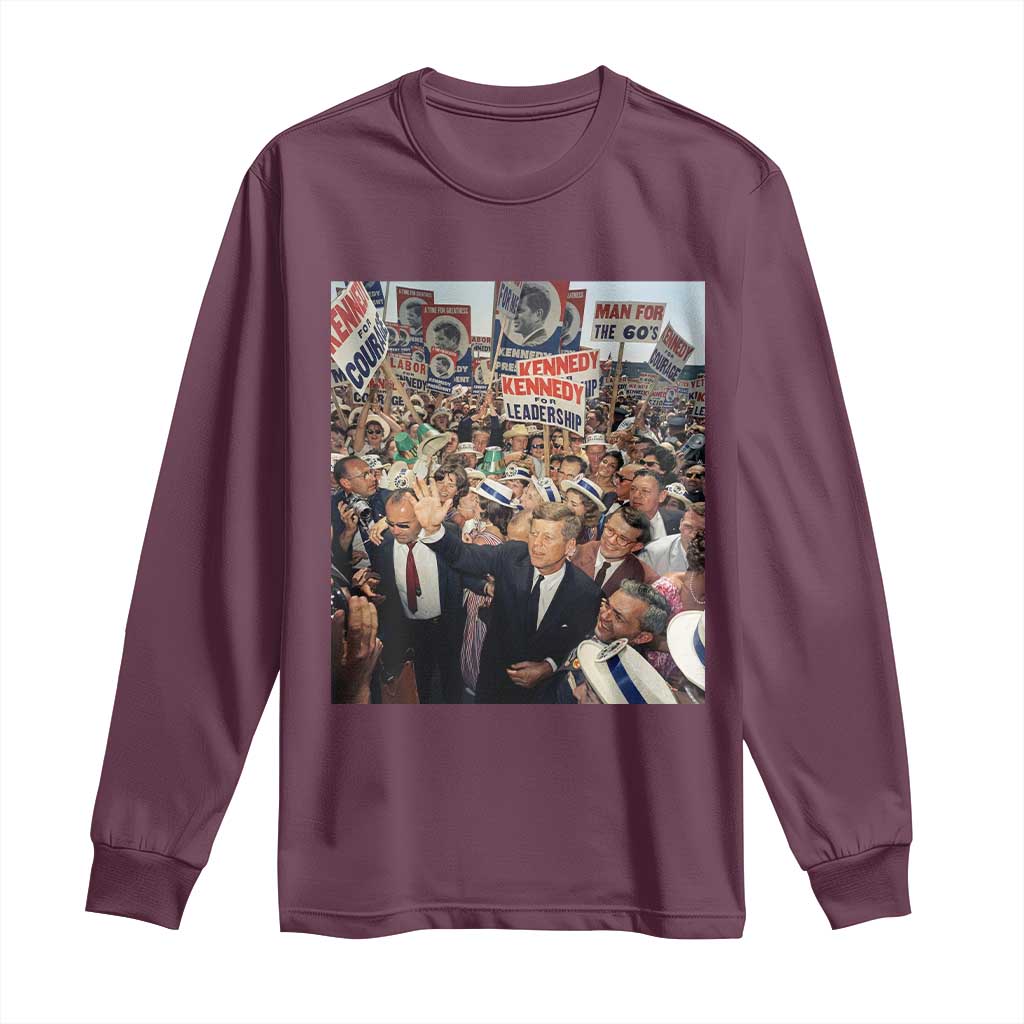 John F Kennedy American President History Long Sleeve Shirt TS14 Maroon Print Your Wear
