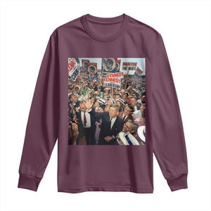 John F Kennedy American President History Long Sleeve Shirt TS14 Maroon Print Your Wear