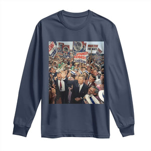 John F Kennedy American President History Long Sleeve Shirt TS14 Navy Print Your Wear
