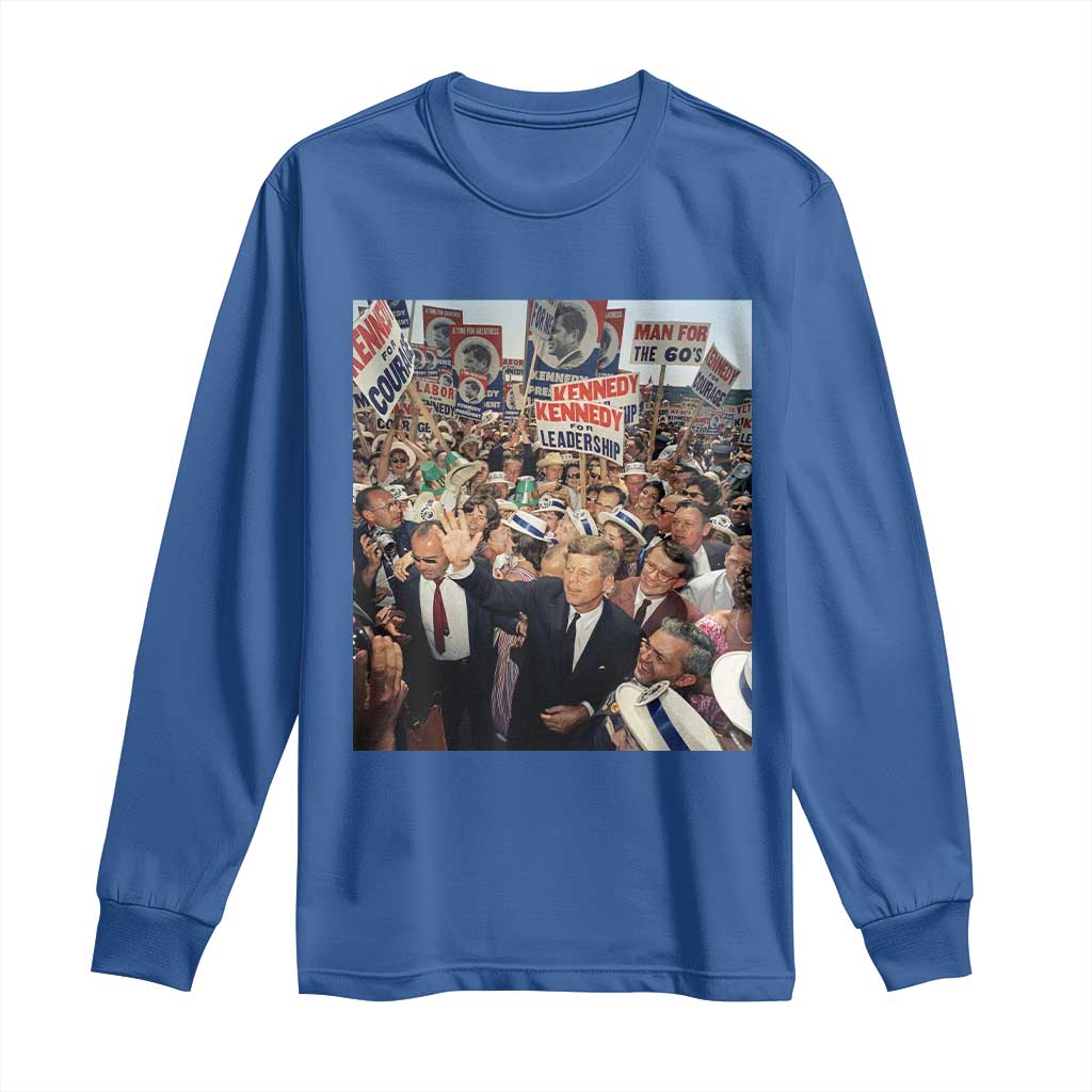 John F Kennedy American President History Long Sleeve Shirt TS14 Royal Blue Print Your Wear
