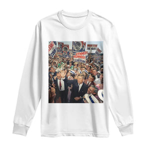 John F Kennedy American President History Long Sleeve Shirt TS14 White Print Your Wear