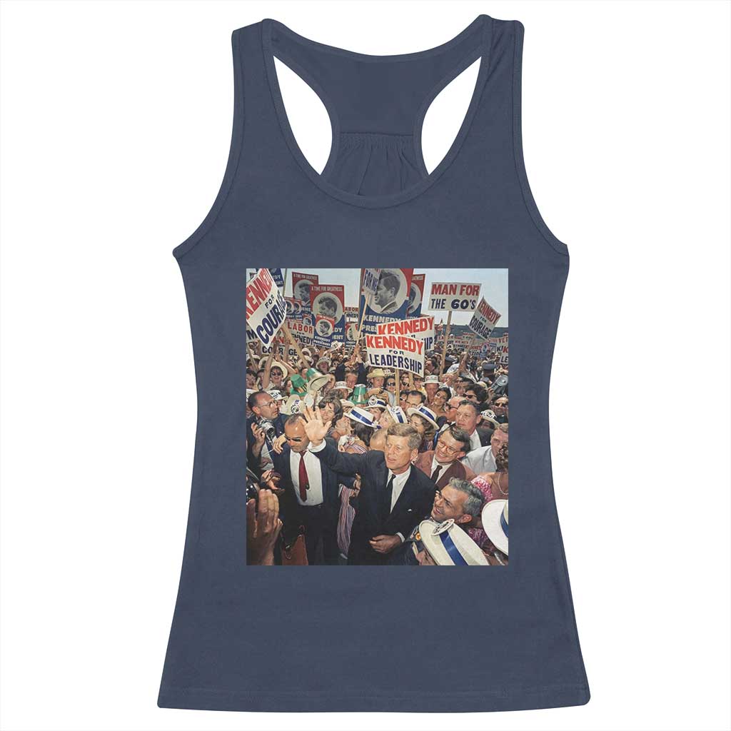 John F Kennedy American President History Racerback Tank Top TS14 Navy Print Your Wear