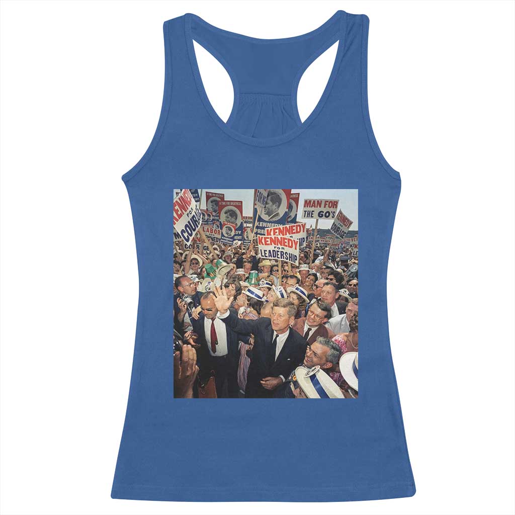 John F Kennedy American President History Racerback Tank Top TS14 Royal Blue Print Your Wear