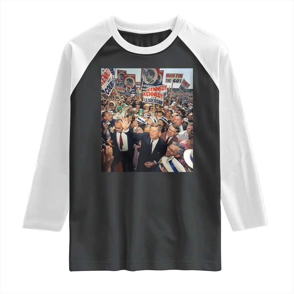 John F Kennedy American President History Raglan Shirt TS14 Black White Print Your Wear