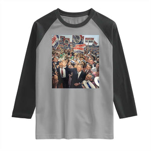 John F Kennedy American President History Raglan Shirt TS14 Sport Gray Black Print Your Wear