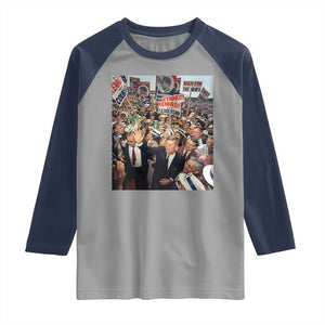 John F Kennedy American President History Raglan Shirt TS14 Sport Gray Navy Print Your Wear
