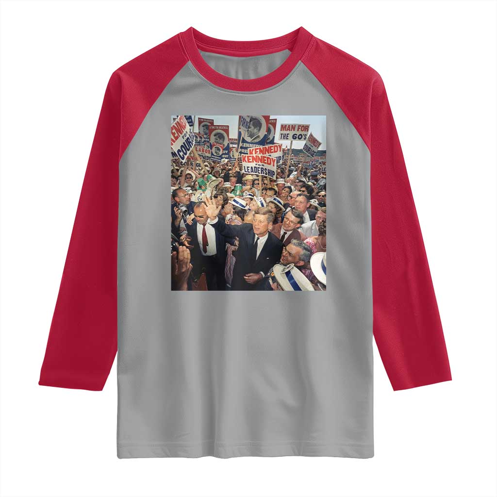 John F Kennedy American President History Raglan Shirt TS14 Sport Gray Red Print Your Wear