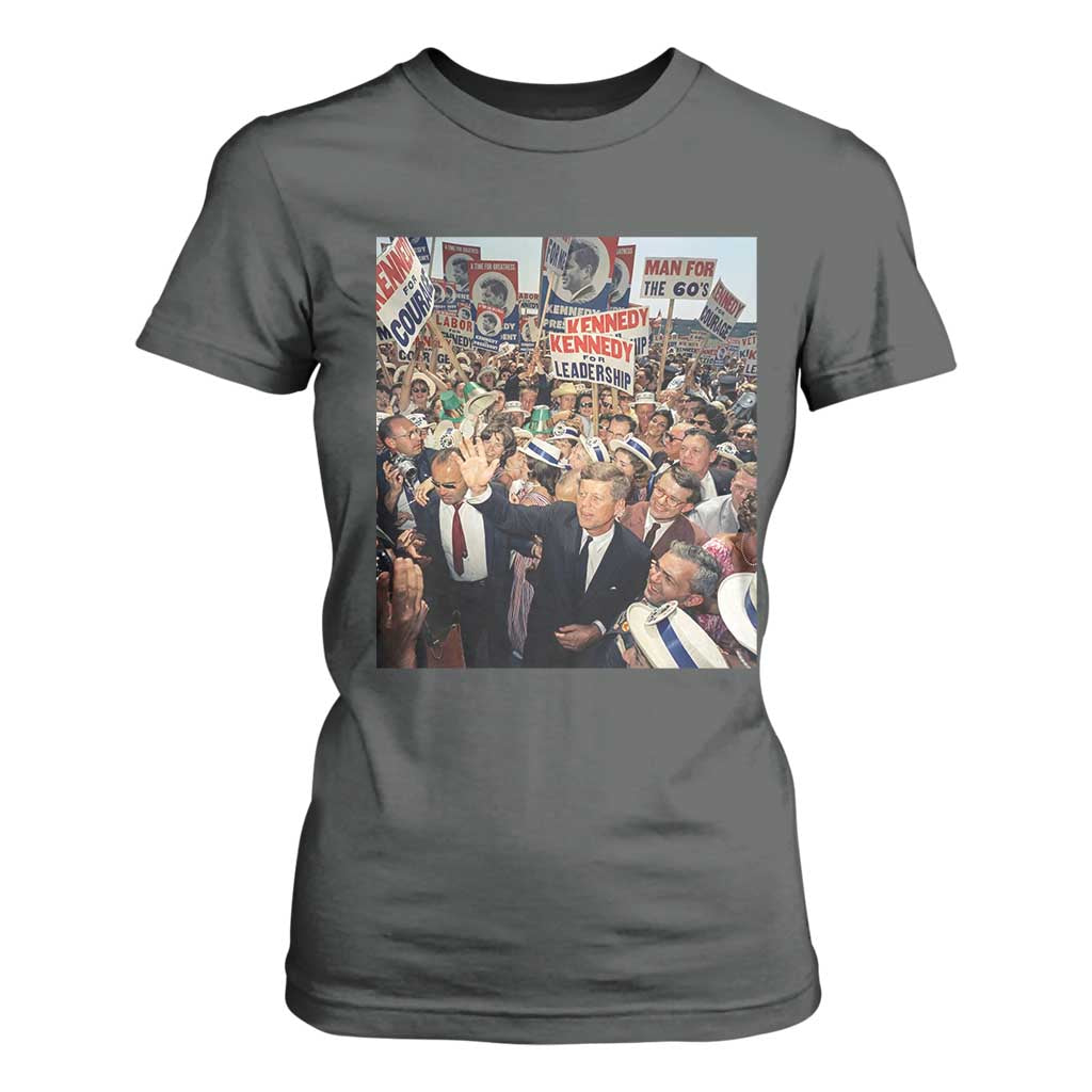 John F Kennedy American President History T Shirt For Women TS14 Dark Heather Print Your Wear