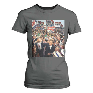 John F Kennedy American President History T Shirt For Women TS14 Dark Heather Print Your Wear