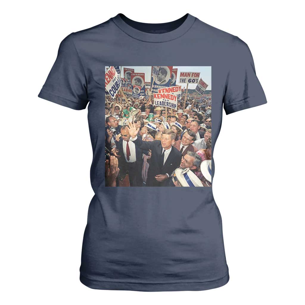 John F Kennedy American President History T Shirt For Women TS14 Navy Print Your Wear