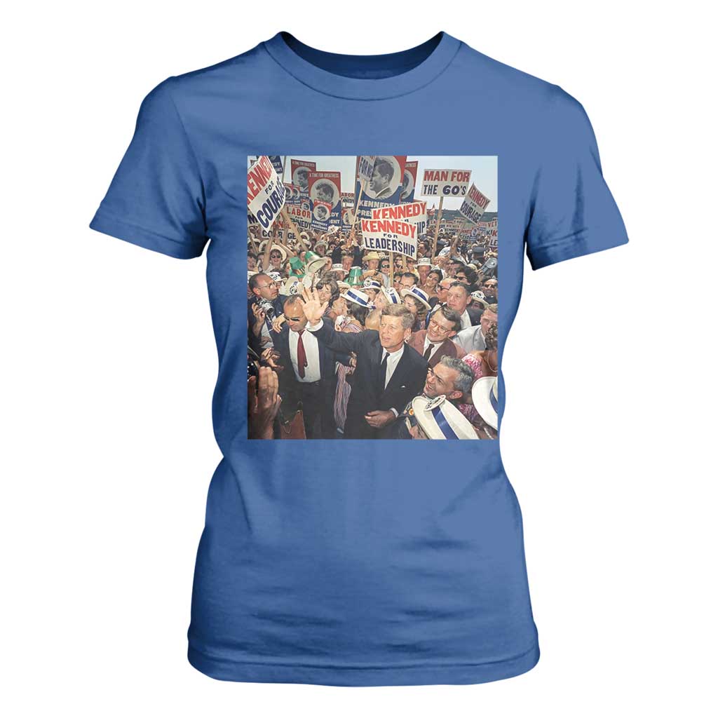 John F Kennedy American President History T Shirt For Women TS14 Royal Blue Print Your Wear