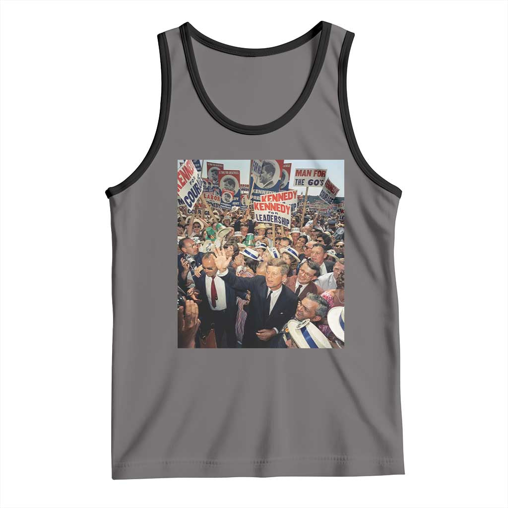 John F Kennedy American President History Tank Top TS14 Deep Heather Black Print Your Wear