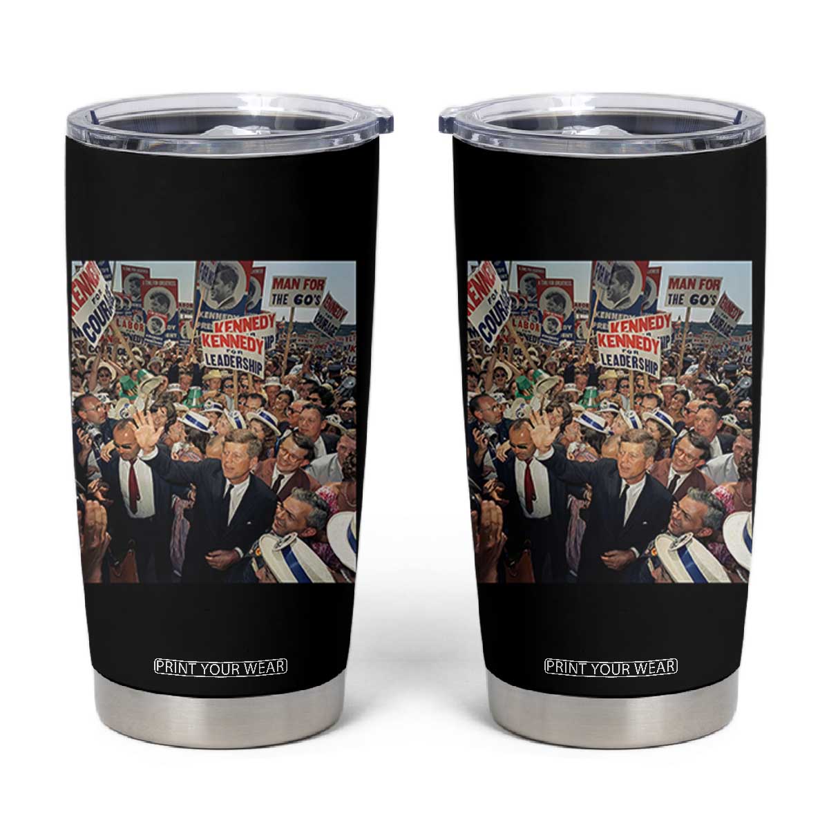 John F Kennedy American President History Tumbler Cup TS14 Black Print Your Wear