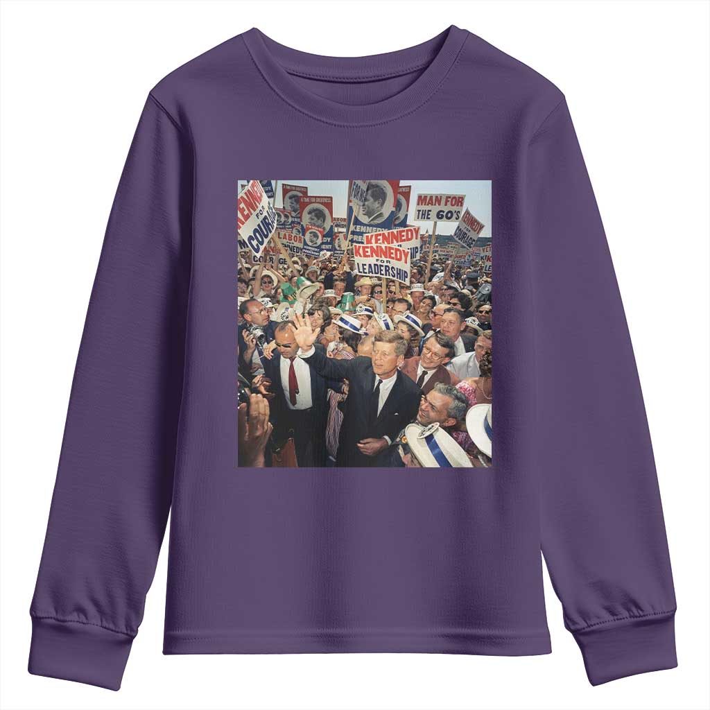 John F Kennedy American President History Youth Sweatshirt TS14 Purple Print Your Wear