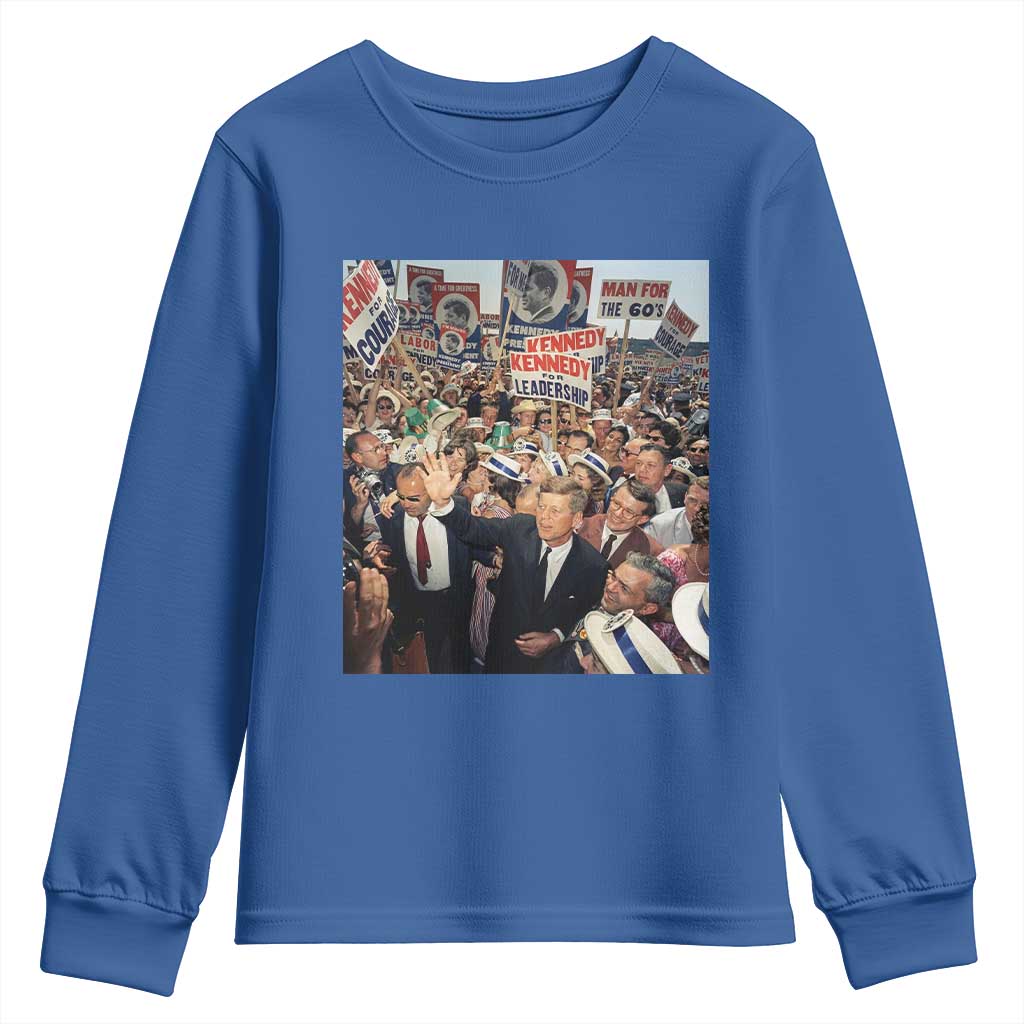 John F Kennedy American President History Youth Sweatshirt TS14 Royal Blue Print Your Wear