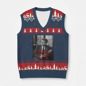 John F Kennedy Quote V-Neck Knit Sweater Vest American President History US Presidential Leader TS14 Navy Red Print Your Wear