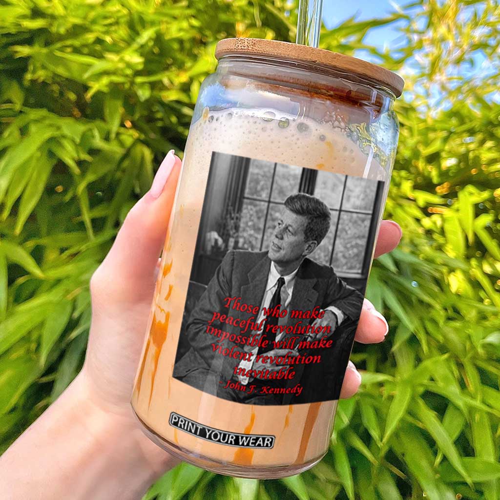 John F Kennedy Quote Glass Can American President History US Presidential Leader TS14 Black Print Your Wear