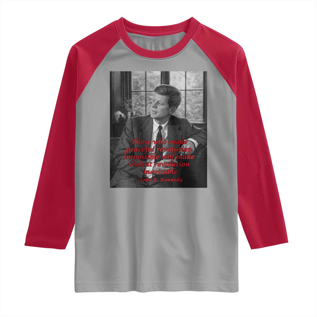 John F Kennedy Quote Raglan Shirt American President History US Presidential Leader TS14 Sport Gray Red Print Your Wear