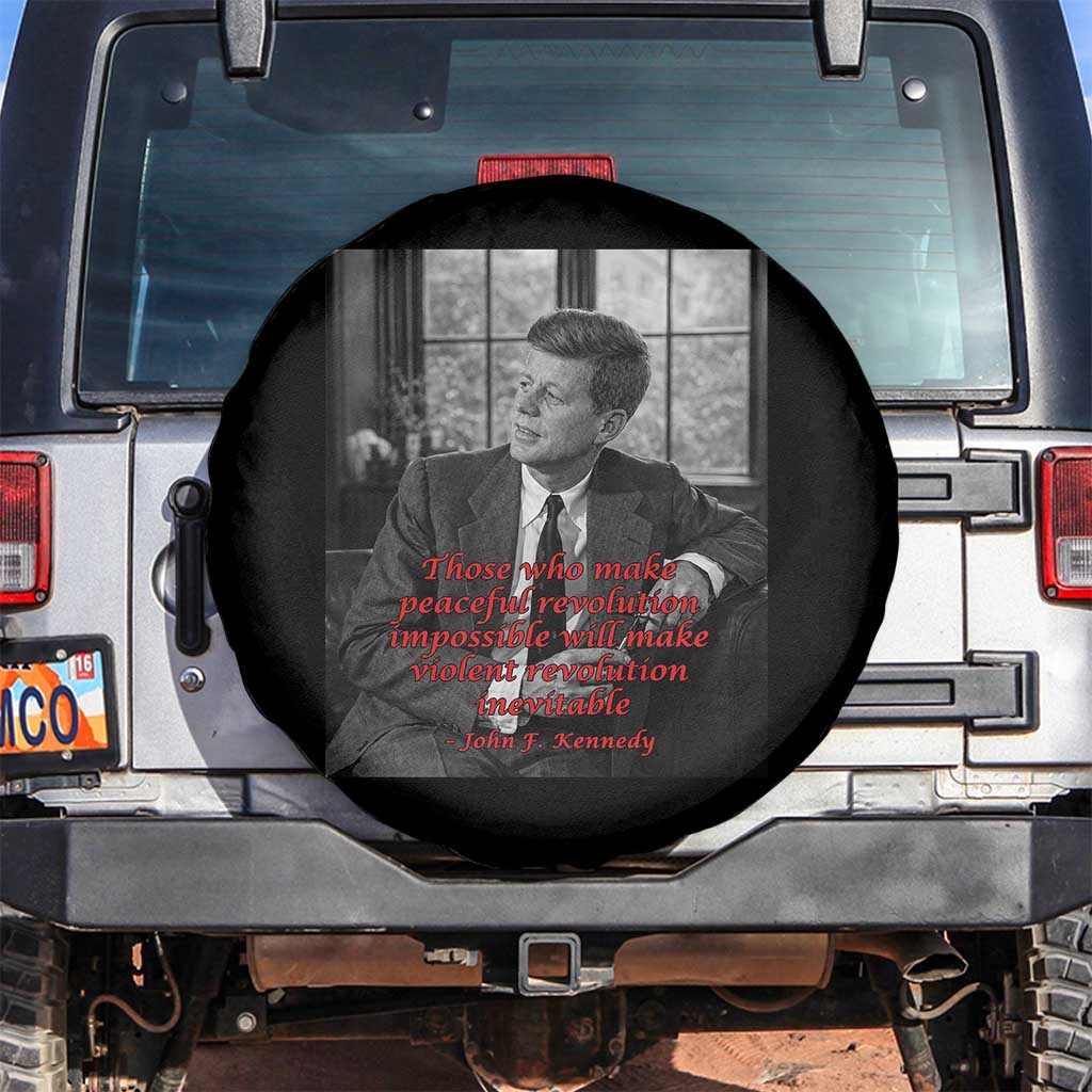 John F Kennedy Quote Spare Tire Cover American President History US Presidential Leader TS14 No hole Black Print Your Wear