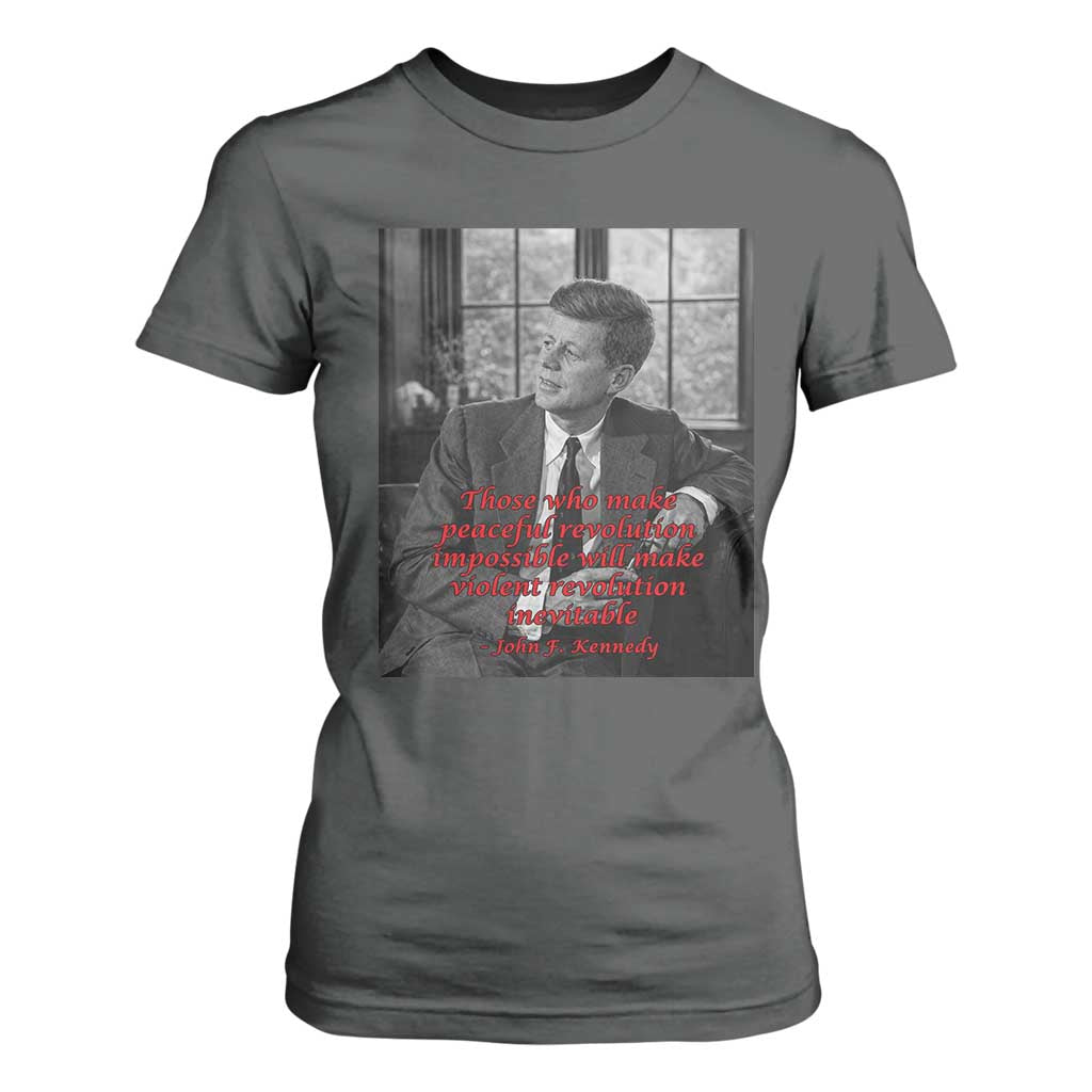 John F Kennedy Quote T Shirt For Women American President History US Presidential Leader TS14 Dark Heather Print Your Wear