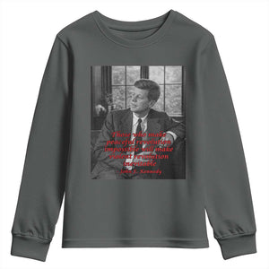 John F Kennedy Quote Youth Sweatshirt American President History US Presidential Leader TS14 Dark Heather Print Your Wear