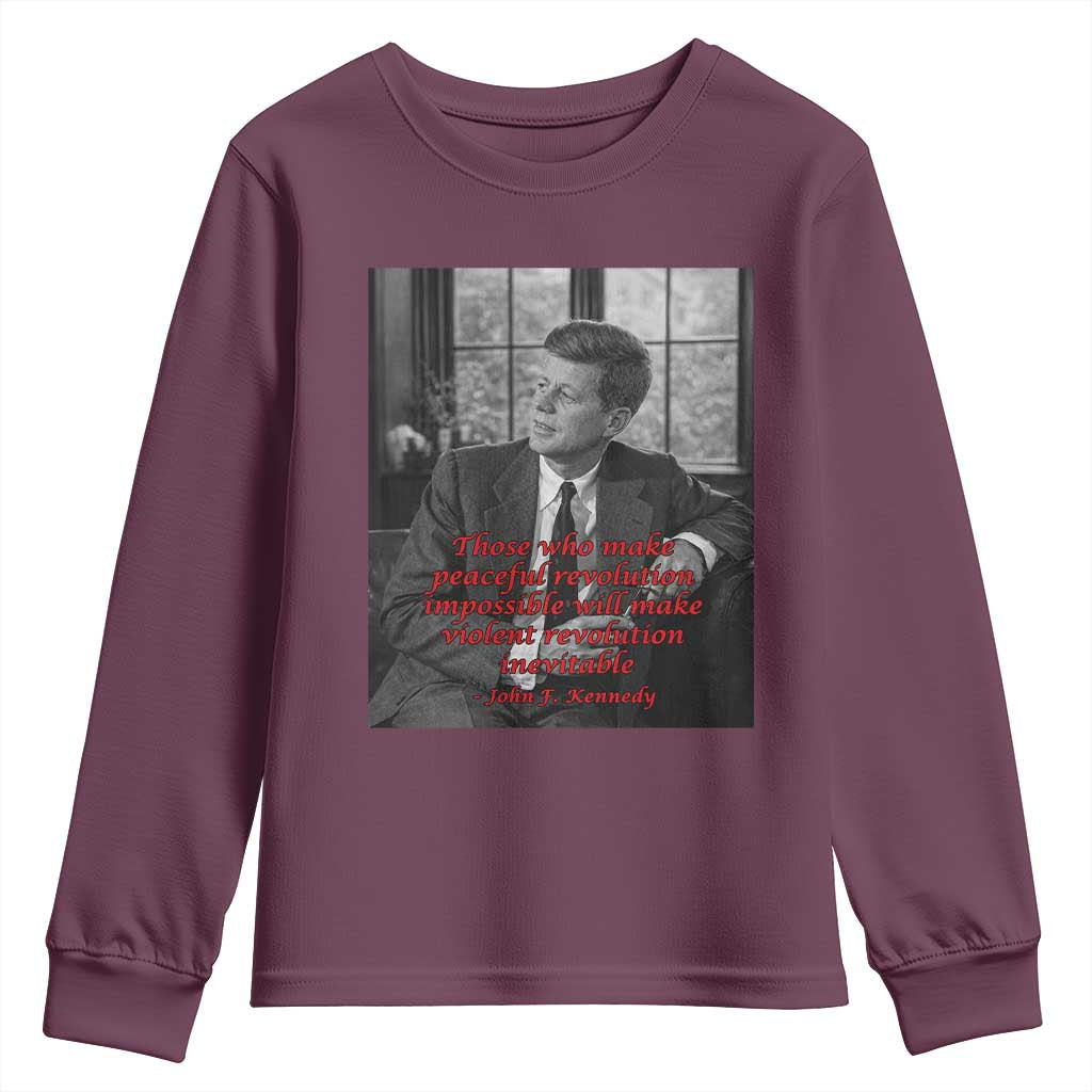 John F Kennedy Quote Youth Sweatshirt American President History US Presidential Leader TS14 Maroon Print Your Wear