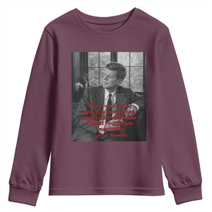 John F Kennedy Quote Youth Sweatshirt American President History US Presidential Leader TS14 Maroon Print Your Wear